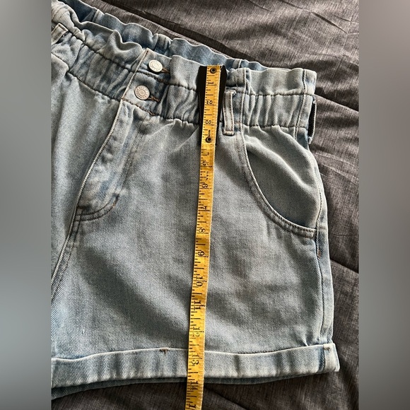 Pacsun Mom Denim Shorts size Large Belt Hoops Elasticized Waist High Rise - Picture 10 of 10